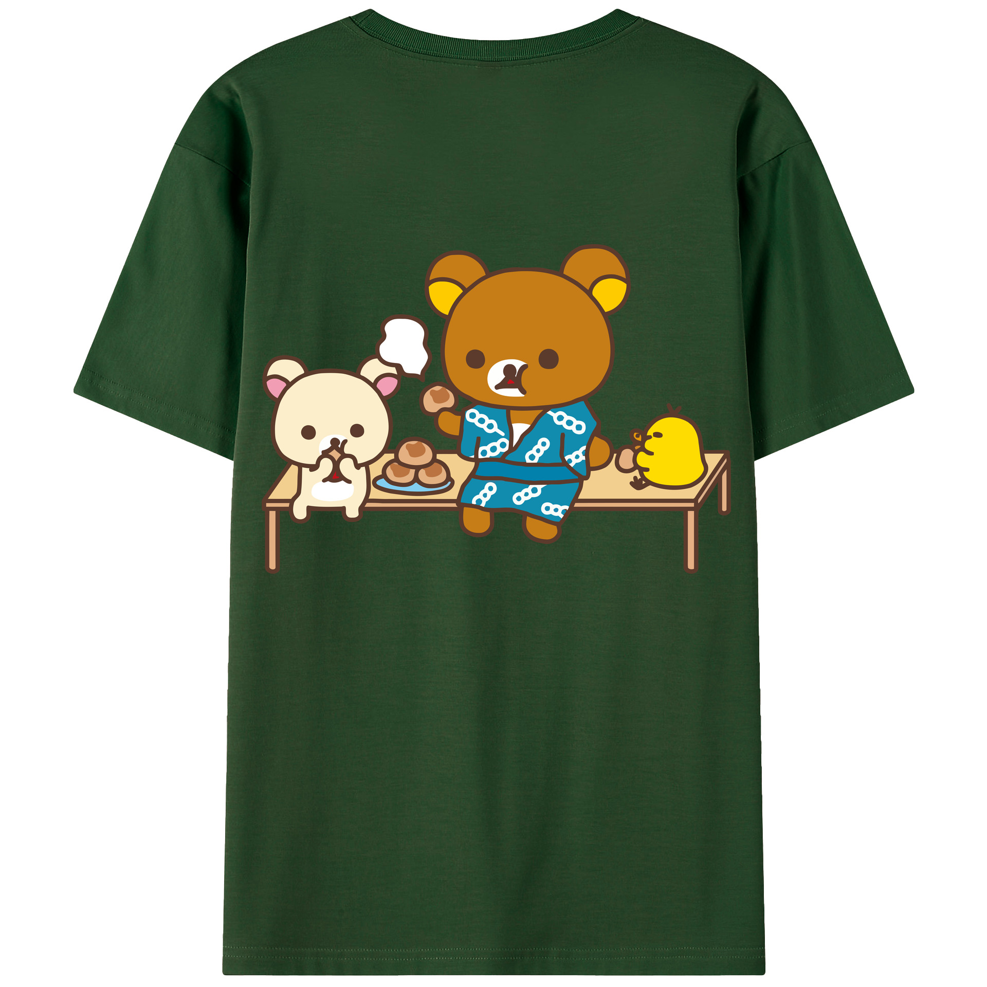 （画像用） リラックマ リラックマ キイロイトリ Rilakkuma Korilakkuma Kiiroitori 綿100％半袖Tシャツ（背面プリント）